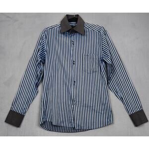 PAUL SMITH LONDON Dress Shirt Mens Large Blue Striped Button Up Career Office